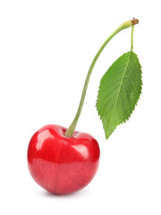 Delicious fresh sweet cherry on white background