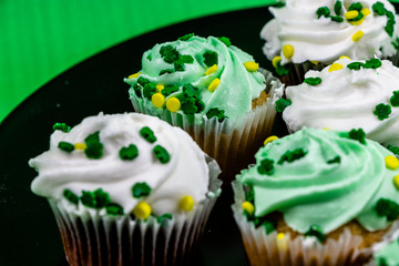 Colourful cupcakes celebrating St. Patrick's day. Calgary, Alberta, Canada