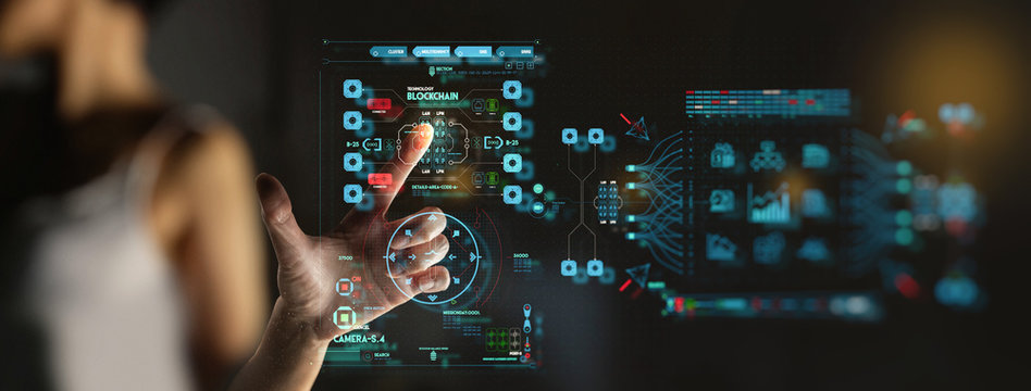 businesswoman hand working with Business data analytics process management with KPI financial charts and graph marketing dashboard.