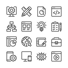 Web development line icons set. Modern linear graphic design concepts, simple outline elements collection. Vector line icons