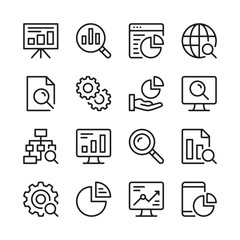 Data analysis line icons set. Modern linear graphic design concepts, simple outline elements collection. Vector line icons