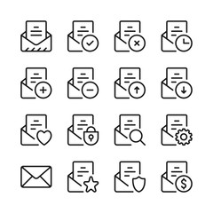 Email line icons set. E-mail interface, mail app, UI, letter. Modern linear graphic design concepts, simple outline elements collection. Vector line icons