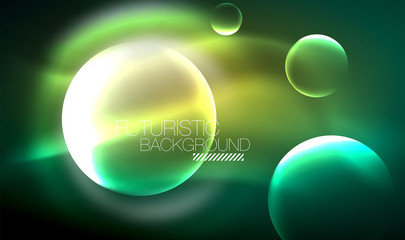 Vector glowing neon circles abstract background