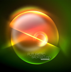 Vector glowing neon circles abstract background