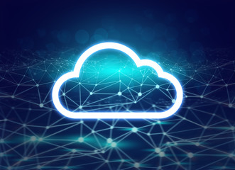 Obraz premium abstract net futuristic digital technology light internet network background 3d illustration, cloud icon, sever ai net, hacker security online