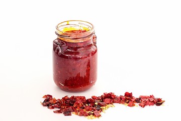 Traditional Homemade Harissa Sauce from hot peppers.