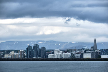 Naklejka premium Reykjavik from sea