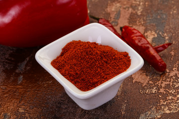 Paprika powder in the bowl