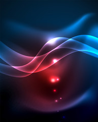 Neon glowing lines, magic energy space light concept, abstract background wallpaper design