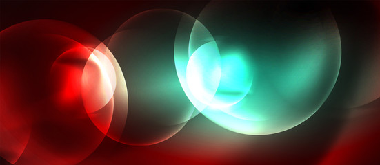 Shiny neon circles abstract background