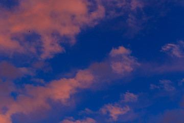 Colorful dramatic sky with cloud at sunset
