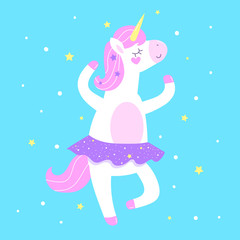 Magic Unicorn ballerina. Vector illustration