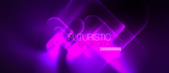 Neon glowing techno lines, hi-tech futuristic abstract background template