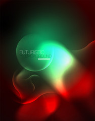 Shiny neon geometric waves template