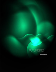 Shiny neon geometric waves template