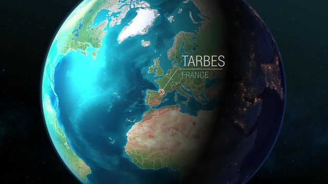 France - Tarbes - Zooming from space to earth