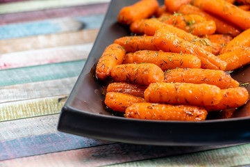 Honey and dill roasted carrots. Calgary, Alberta, Canada