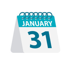January 31 - Calendar Icon. Vector illustration of one day of month. Desktop Calendar Template