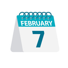 February 7 - Calendar Icon. Vector illustration of one day of month. Desktop Calendar Template