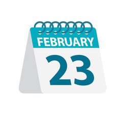 February 23 - Calendar Icon. Vector illustration of one day of month. Desktop Calendar Template