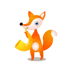 Cute funny red fox is playing new melody