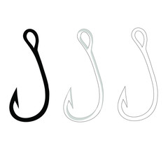Fishing hook icon monochrome design element stock vector illustration for web, for print