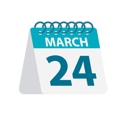 March 24 - Calendar Icon. Vector illustration of one day of month. Desktop Calendar Template