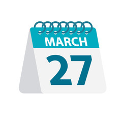 March 27 - Calendar Icon. Vector illustration of one day of month. Desktop Calendar Template