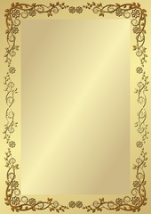 golden background with floral frame