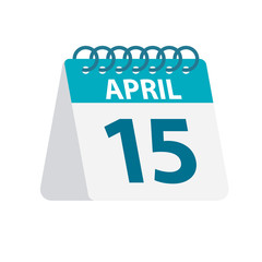 April 15 - Calendar Icon. Vector illustration of one day of month. Desktop Calendar Template