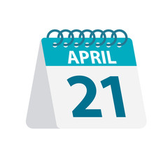 April 21 - Calendar Icon. Vector illustration of one day of month. Desktop Calendar Template
