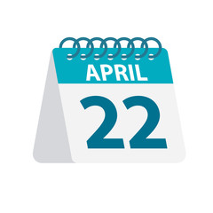April 22 - Calendar Icon. Vector illustration of one day of month. Desktop Calendar Template