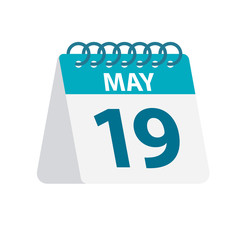 May 19 - Calendar Icon. Vector illustration of one day of month. Desktop Calendar Template