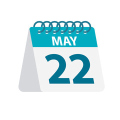 May 22 - Calendar Icon. Vector illustration of one day of month. Desktop Calendar Template