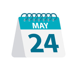 May 24 - Calendar Icon. Vector illustration of one day of month. Desktop Calendar Template