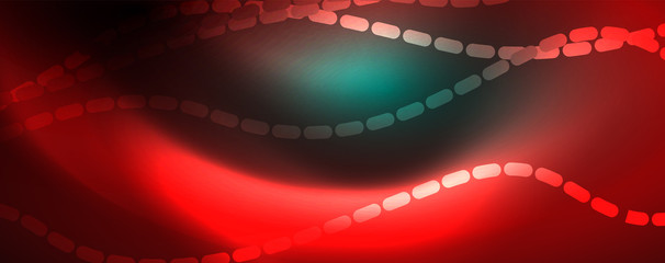 Fototapeta premium Shiny neon vector wave line abstract background, motion concept
