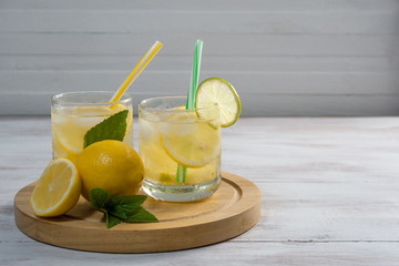 Homemade lemonade with mint