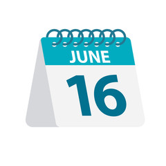 June 16 - Calendar Icon. Vector illustration of one day of month. Desktop Calendar Template