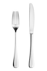 fork, knife, cutlery isolated on white background, clipping path