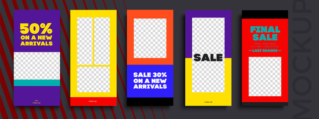 Trendy editable Instagram Stories template. Design  for social media. Sale