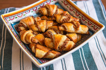 Rugelach (shortbread cookies) with jam and nuts