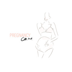 Pregnant woman, hand drawn illustration. Vector