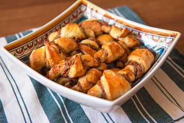 Rugelach (shortbread cookies) with jam and nuts