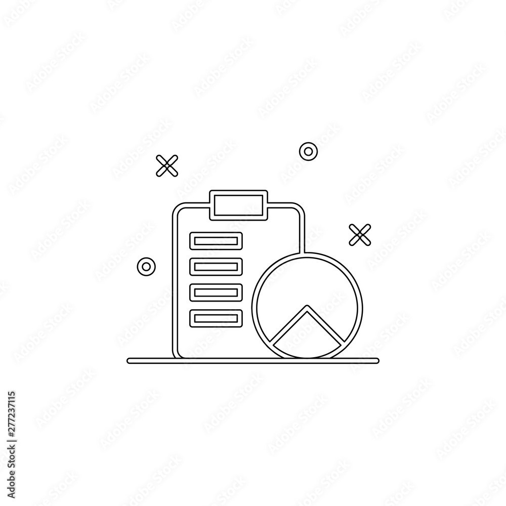 Poster report in the pie chart icon. element of business charts for mobile concept and web apps icon. outli
