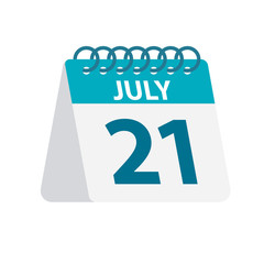 July 21 - Calendar Icon. Vector illustration of one day of month. Desktop Calendar Template