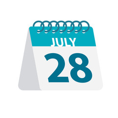 July 28 - Calendar Icon. Vector illustration of one day of month. Desktop Calendar Template