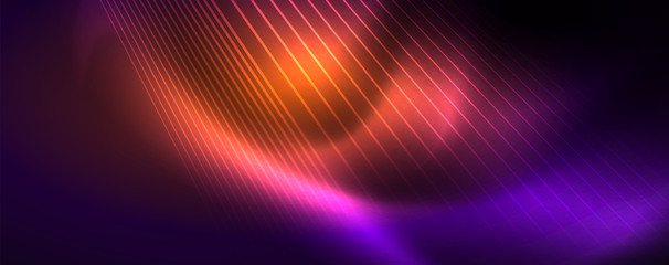 Color light with lines, outer space background, bright rays