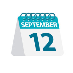 Fototapeta premium September 12 - Calendar Icon. Vector illustration of one day of month. Desktop Calendar Template