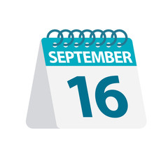 September 16 - Calendar Icon. Vector illustration of one day of month. Desktop Calendar Template