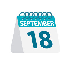 September 18 - Calendar Icon. Vector illustration of one day of month. Desktop Calendar Template
